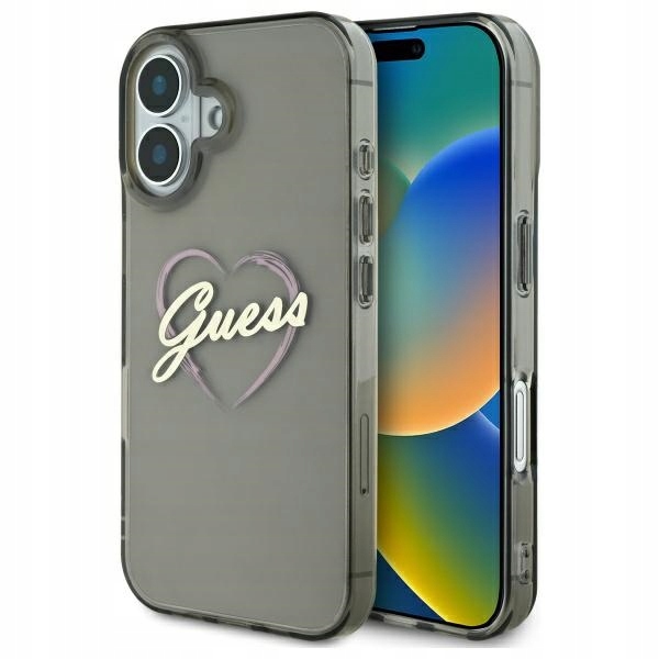 Guess GUHCP16SHCHGSPK Kryt na iPhone 16 6.1" černý/black hardcase IML Heart