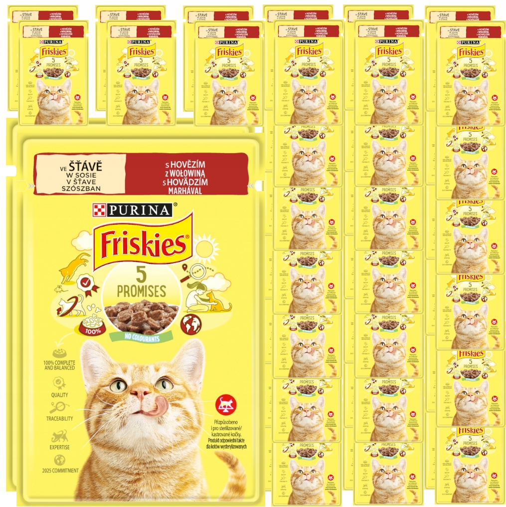 Levně Purina Friskies Hovězí V Omáčce Pro Kočky 48x85 g