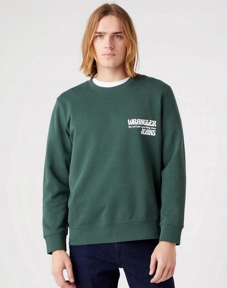 Pánská mikina Wrangler Slogan Crew Sycamore Green W667ILG49 S