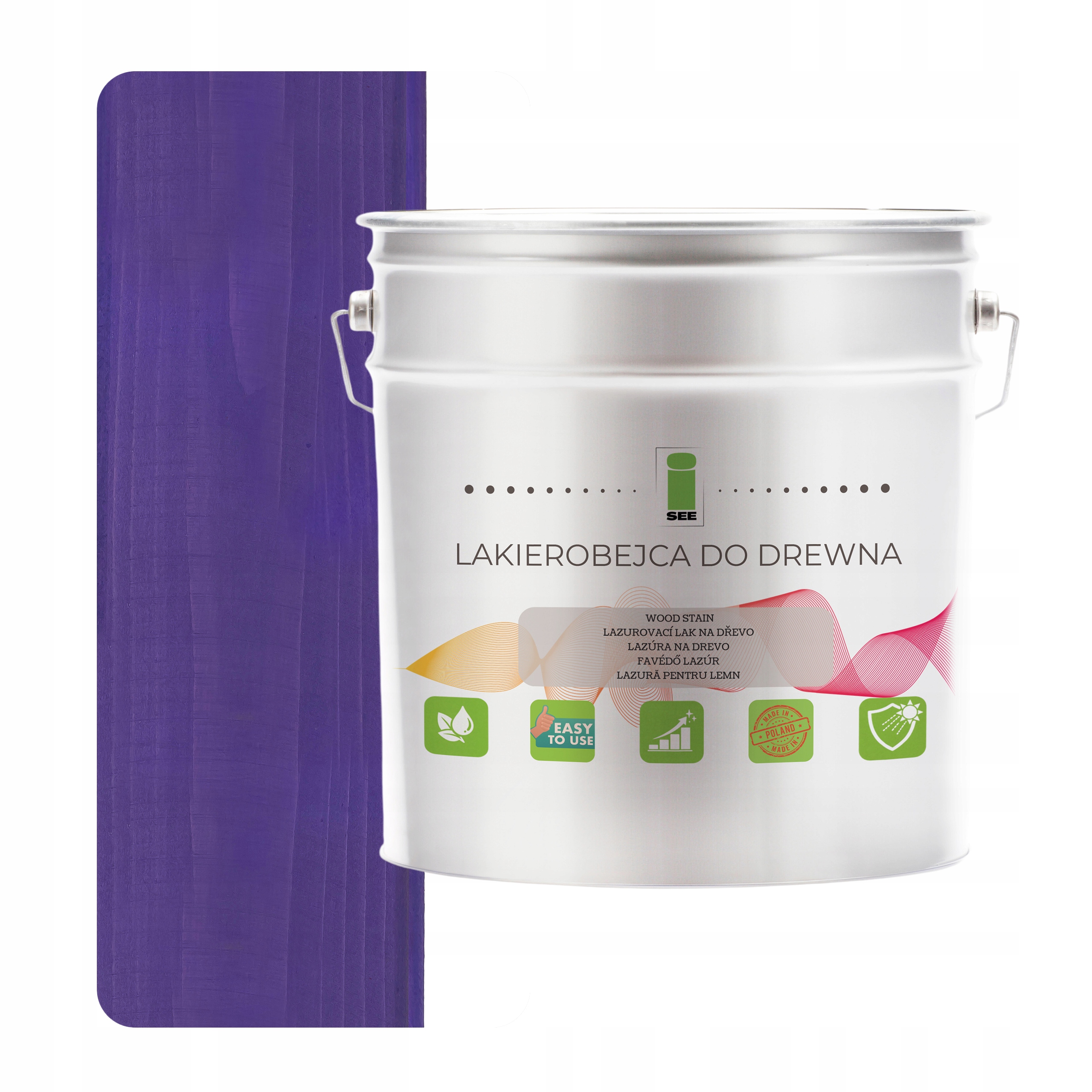 Lak na dřevo fialový, hydrofobní, bez zápachu, satén 3v1 2,5L D100
