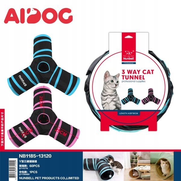 Levně Y-tvarovaný tunel pro kočky se 3 vchody