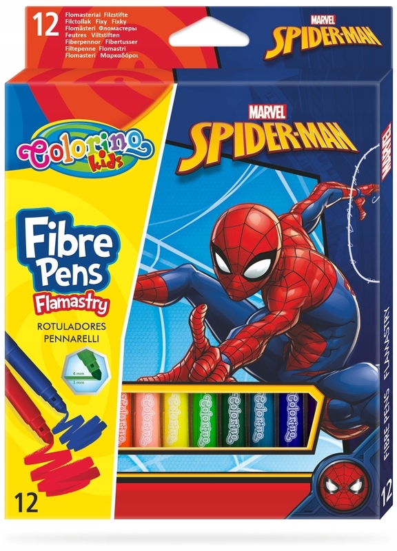 Komplet FLAMASTRÓW Szkolnych Mazaki dla Dziecka Szkolne PISAKI Spiderman Kolor biały Wielokolorowy