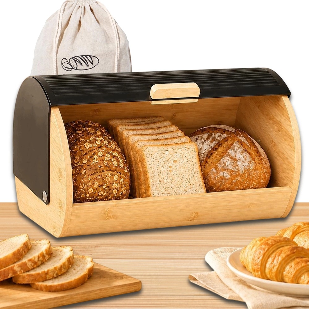 Chlebník Dřevěná nádoba na pečivo Pevná Premium Klasická na potraviny
