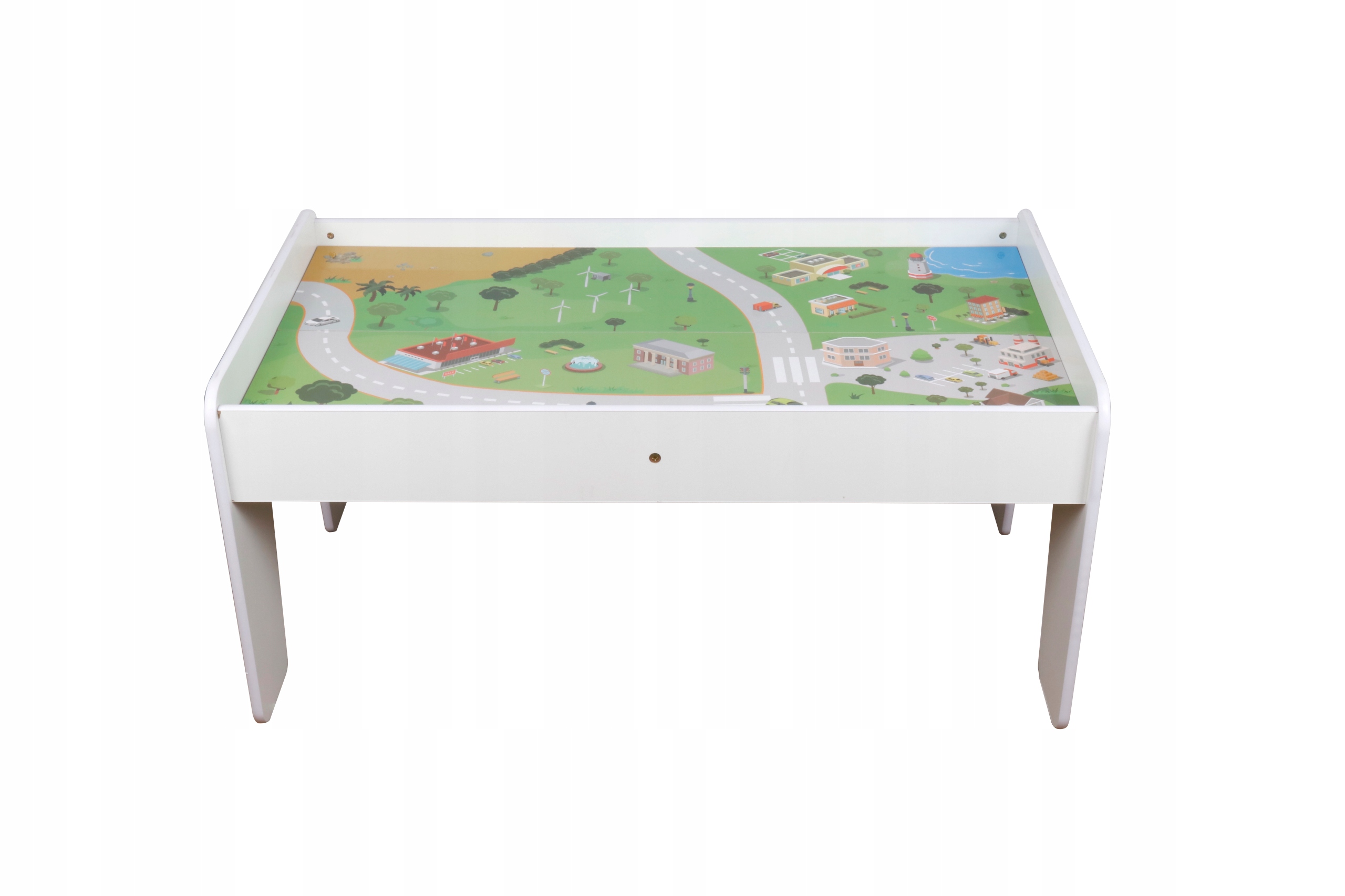 KOLEJKA DREWNIANA POCIĄG Z WAGONAMI + MIASTO I STÓŁ DO ZABAWY 90 elementów Materiał drewno