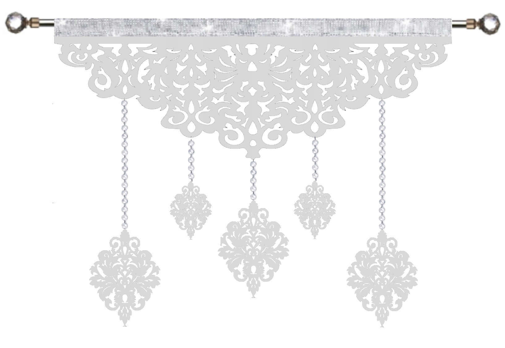 Firana nowoczesna Ekran ażur Girlanda z kryształkami Glamur biała 140