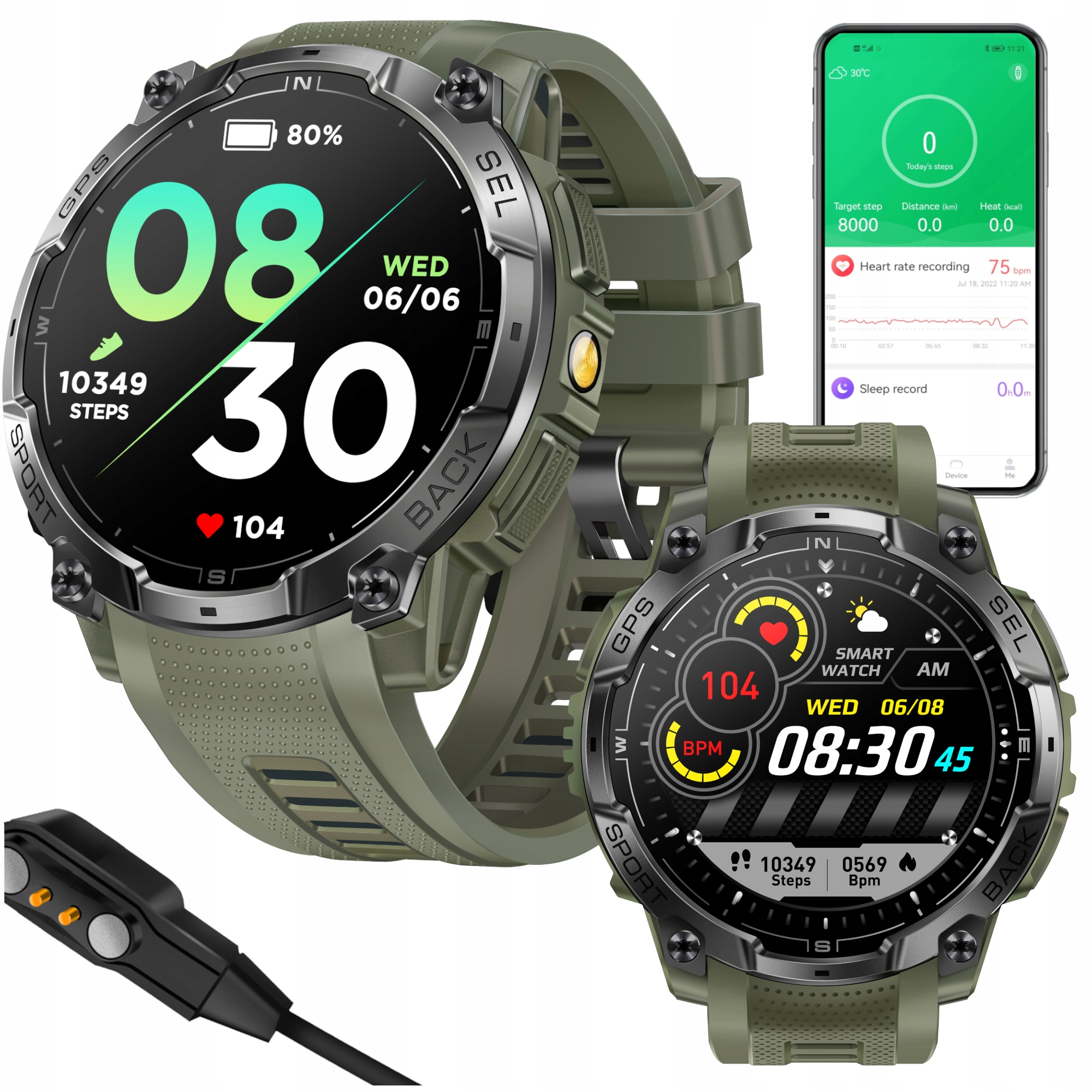 Smartwach pánske Gps športové hodinky Amoled Militarny GlacierX Monolith