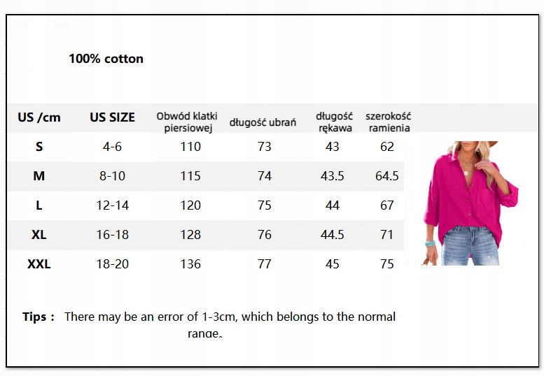 KOSZULA DAMSKA MUŚLINOWA - LUŹNA OVERSIZE Italy Linia plus size (duże rozmiary)