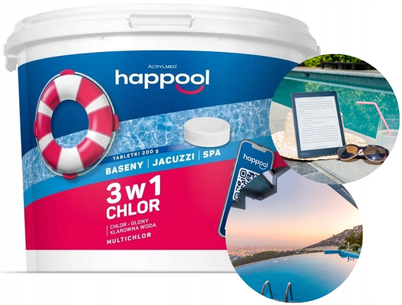 Chlor do basenu Multichlor klarowanie Tabletki Chlorowe 200g Acrylmed 3kg