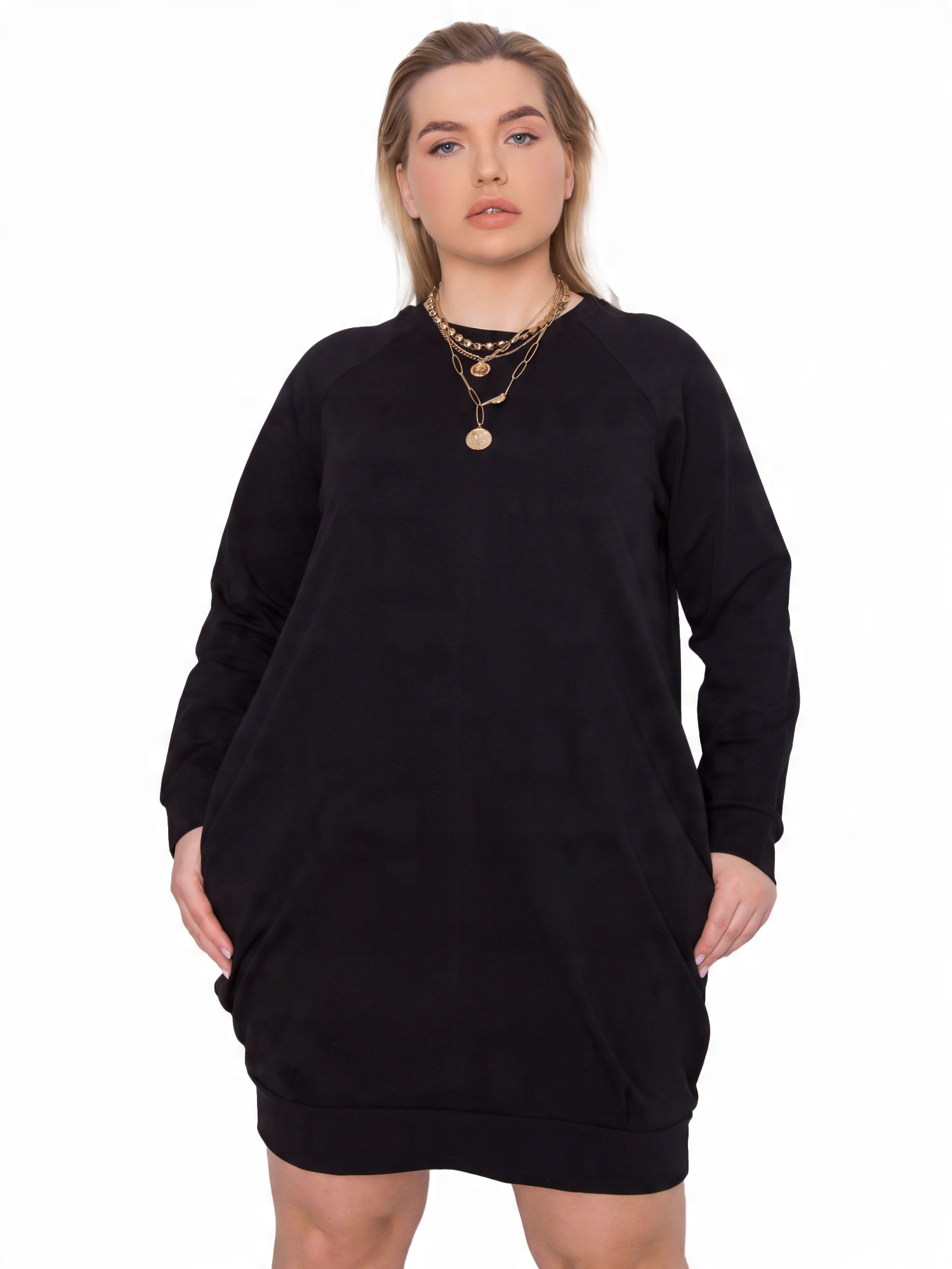 

Gładka Sukienka Damska kieszeniami Plus Size 2XL