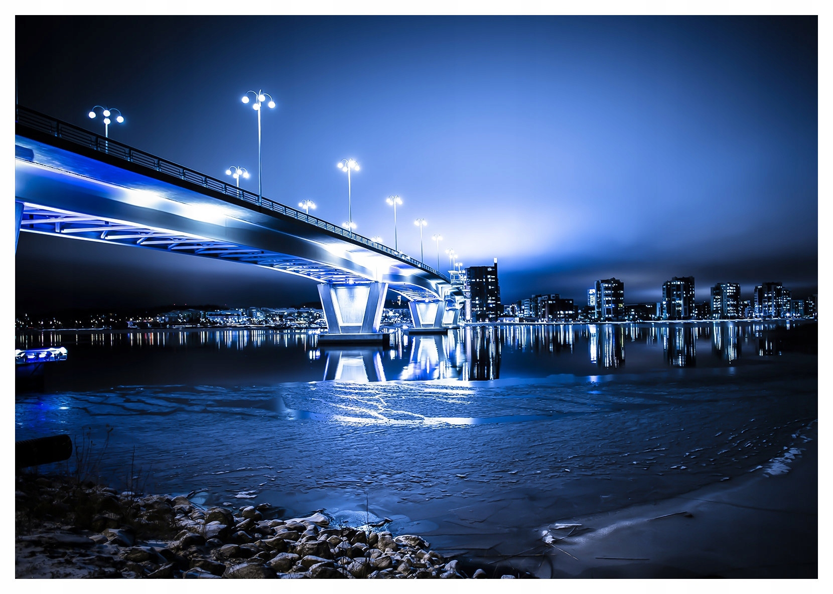 Fototapeta vlies Nočný most Architektúra mesta v odraze 312x219 lepidlo