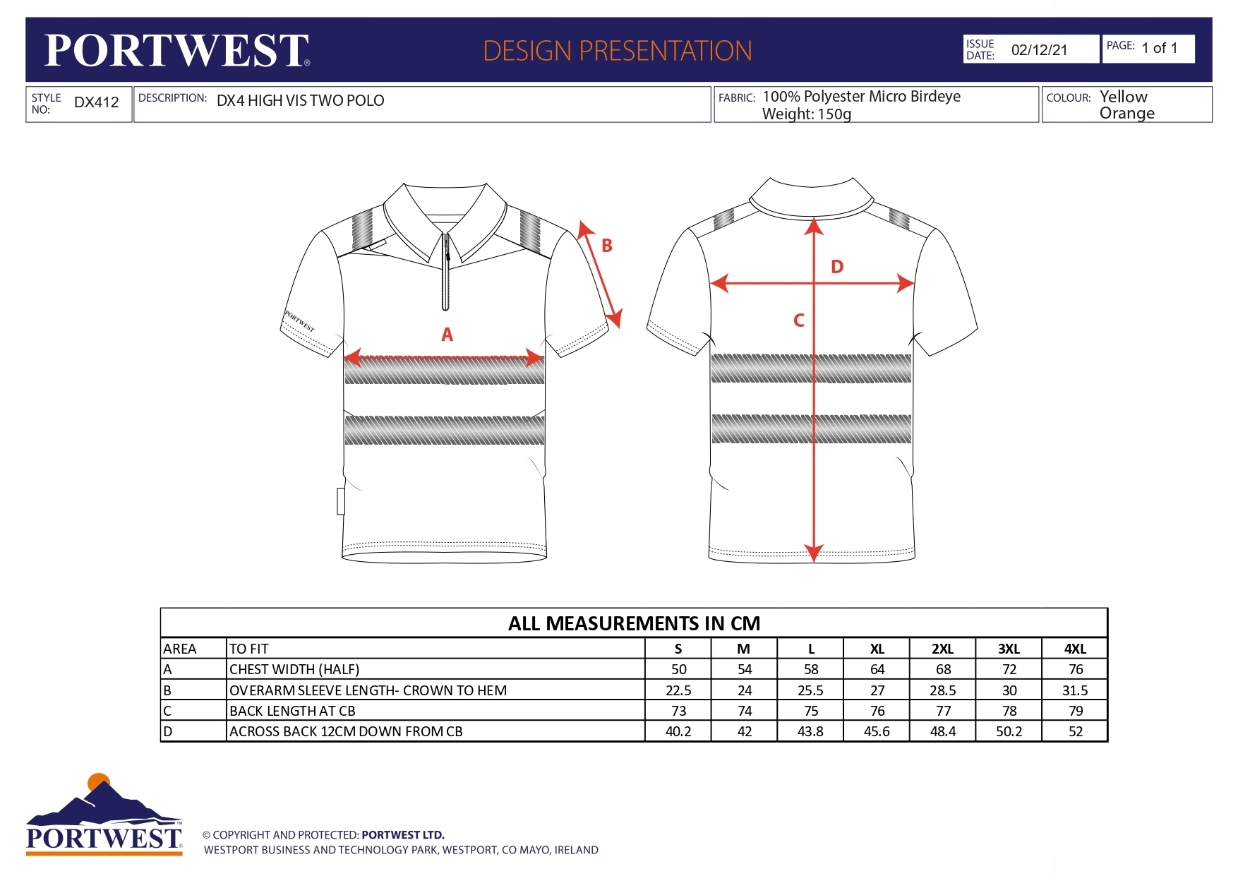 PORTWEST KOSZULKA POLO STRECH YELLOW DX412 Kod producenta DX412YBRXXL