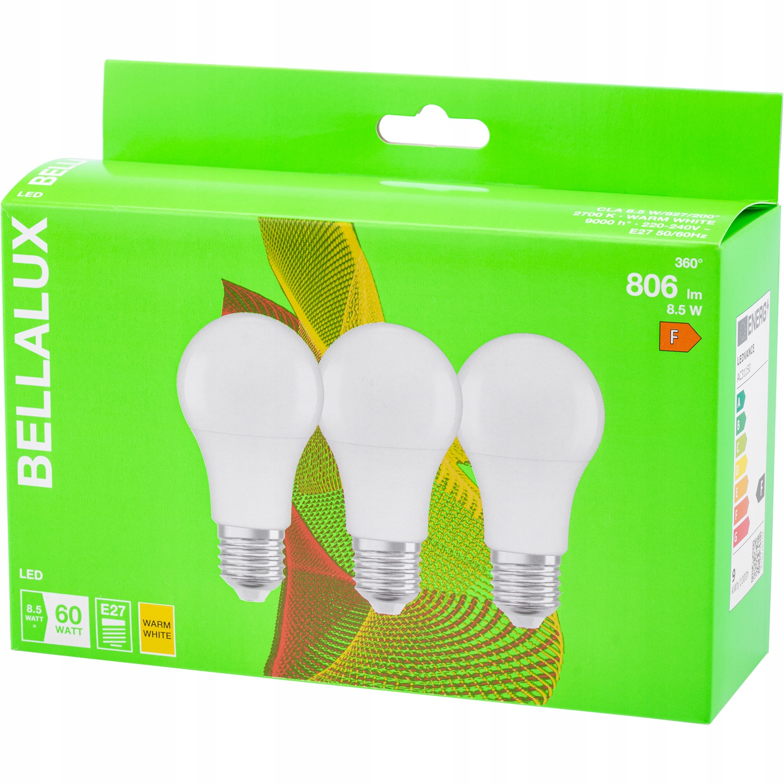 

3x Żarówka Led E27 8,5W 60W 806lm 2700K Bellalux