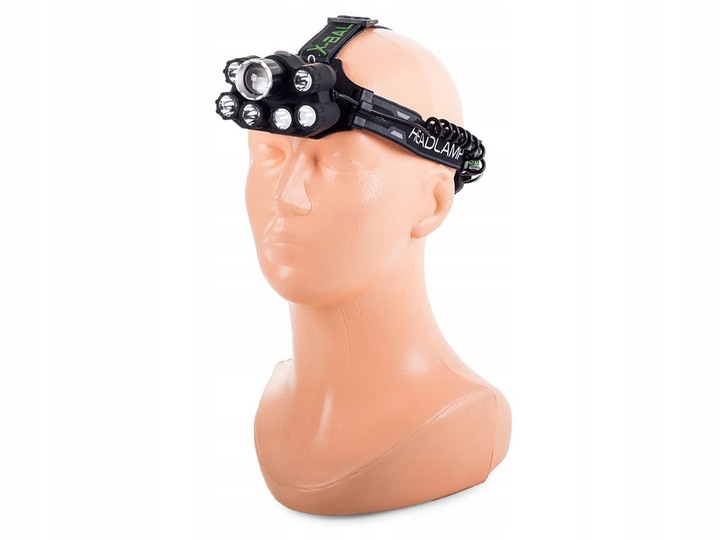 Mocna Latarka Czołowa Led Zoom Xml T6 Lampka Na Głowę Reflektor Czołówka 7 Kolor dominujący czarny