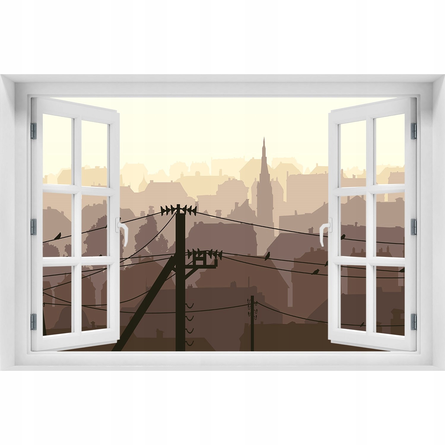 

Naklejka na ścianę 3D Okno Miasto linia 120x80