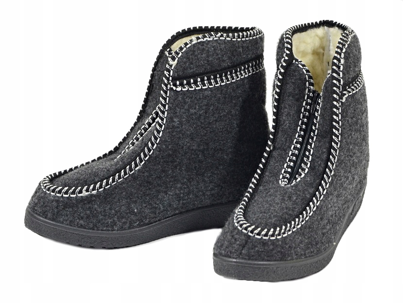 Filcowe Bambosze Wysokie Kapcie Wełna Zamek *37