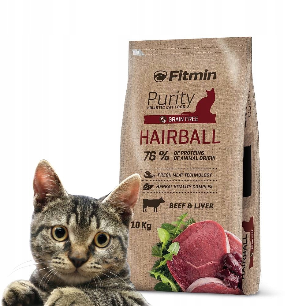 Levně Fitmin cat Purity Hairball 10 kg Suché Krmivo