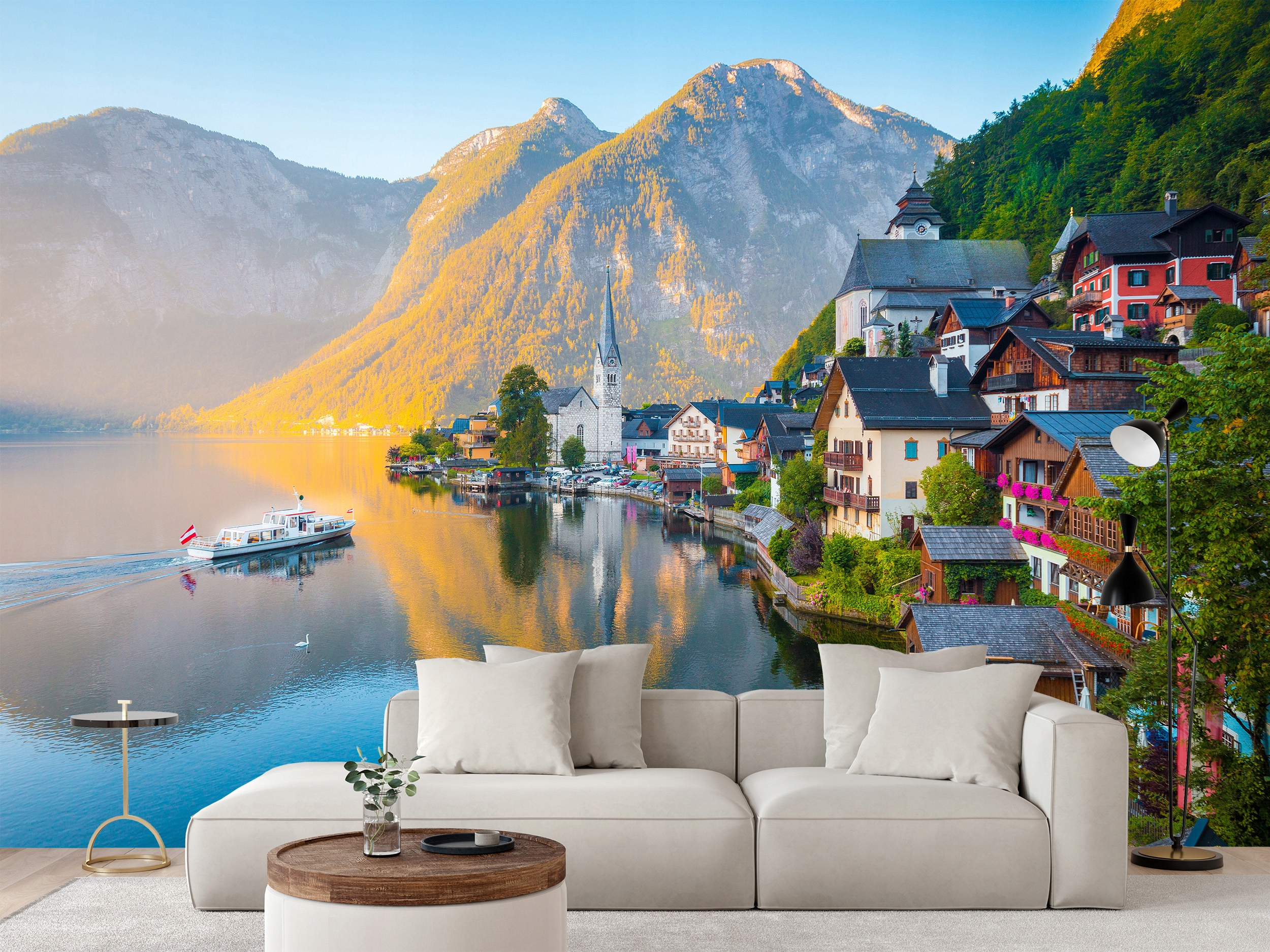 Fototapeta Krajina Hory Jezero Hallstatt Alpy Do Obývacího Pokoje 208 x 146 cm