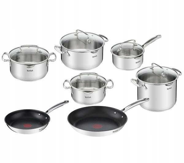 Tefal Duetto+ Max Zestaw Garnki Patelnie Stalowe Indukcja 12 Elementów