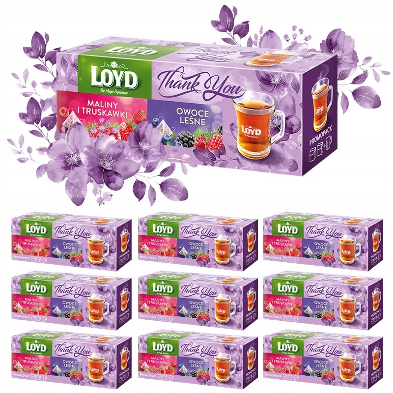 Zestaw Herbat Loyd MIX Smaków Szklanka x 9 Sztuk