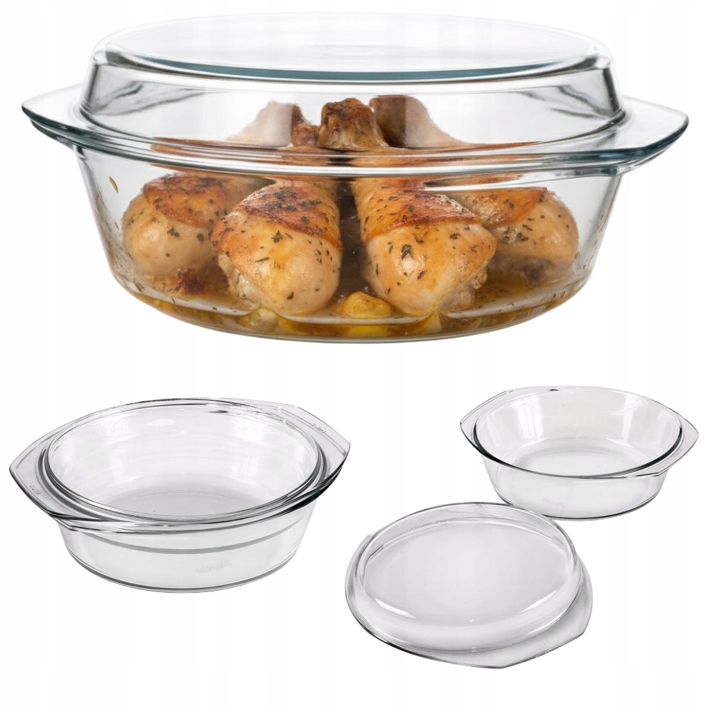 Nádoba 3,5+1,5 L Žáruvzdorná Se Skleněným Víkem, Kulatá Do Trouby