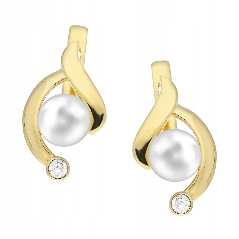 náušnice elegantní s perlami a bílými zirkony 1.90 g