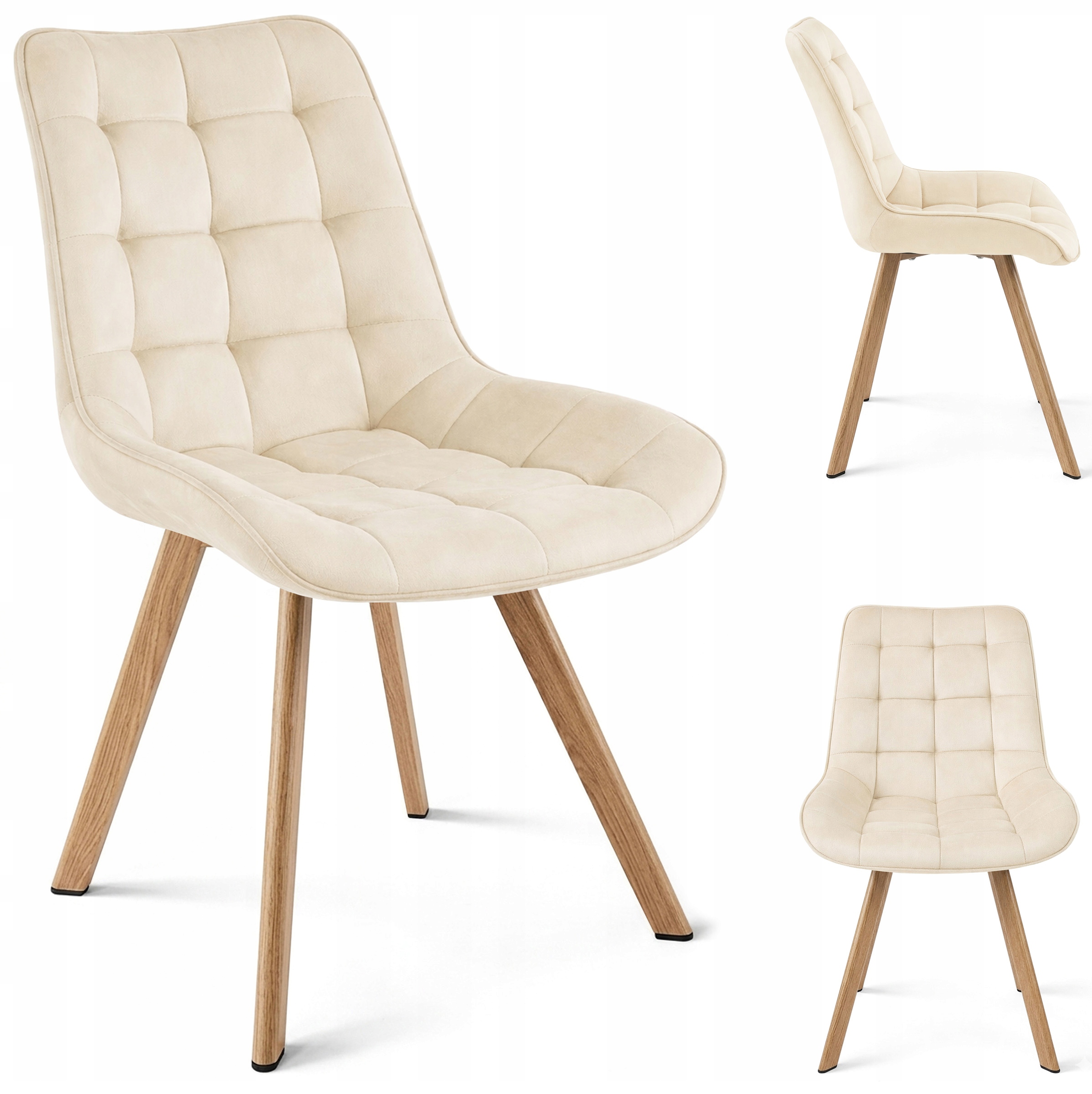 Krzesło Tapicerowane Welurowe Velvet Do Salonu Kuchni Jadalni Toro Beżowe