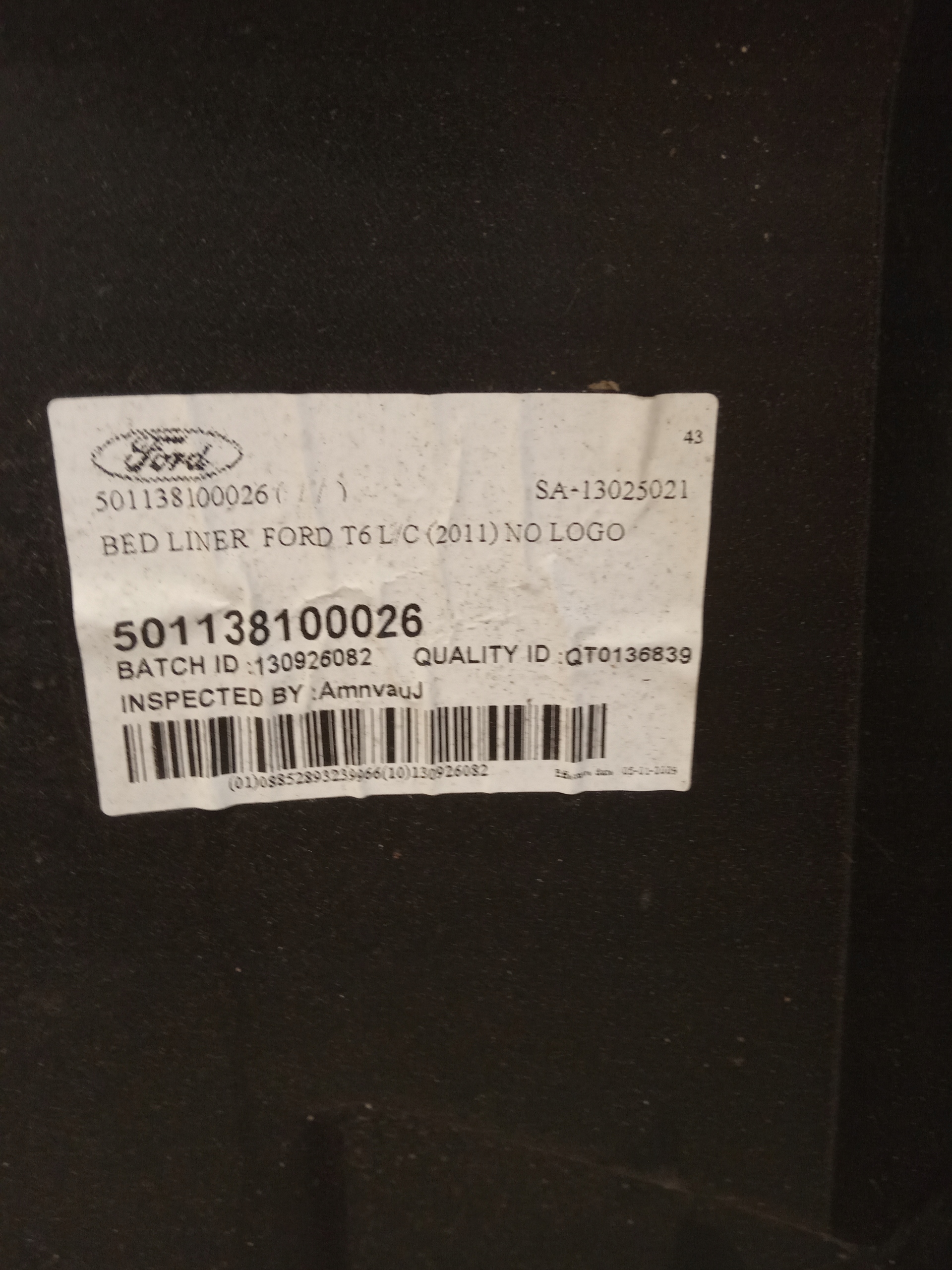 WYKLADZINA CZESCI LADUNKOWEJ FORD RANGER S CAB Car type 4x4 SUV