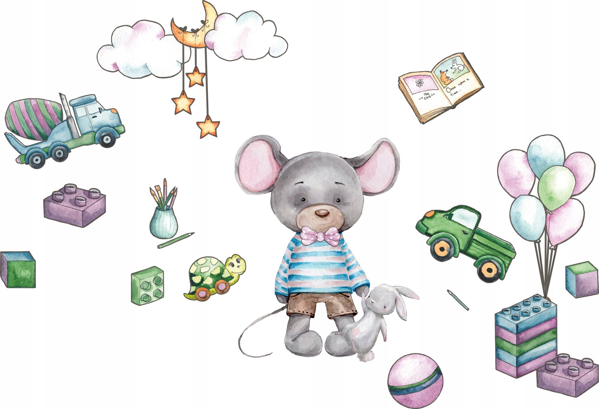 Наклейки ДЛЯ ДЕТЕЙ на стену МЫШЬ, КРОЛИК