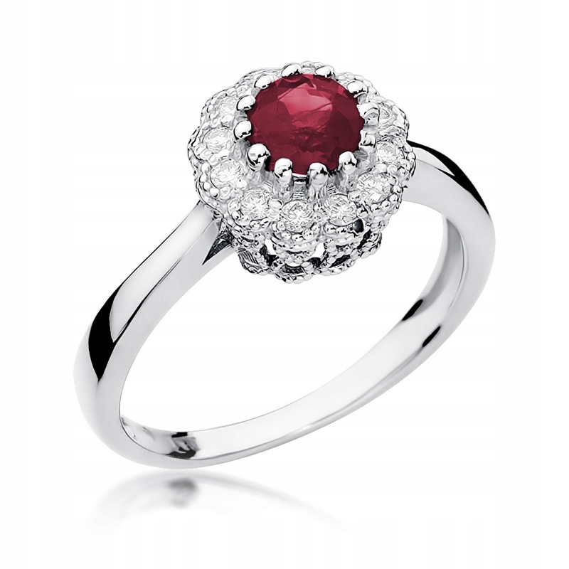 

Pierścionek Rubin Brylanty 0,17 Ct Grawer Gratis !