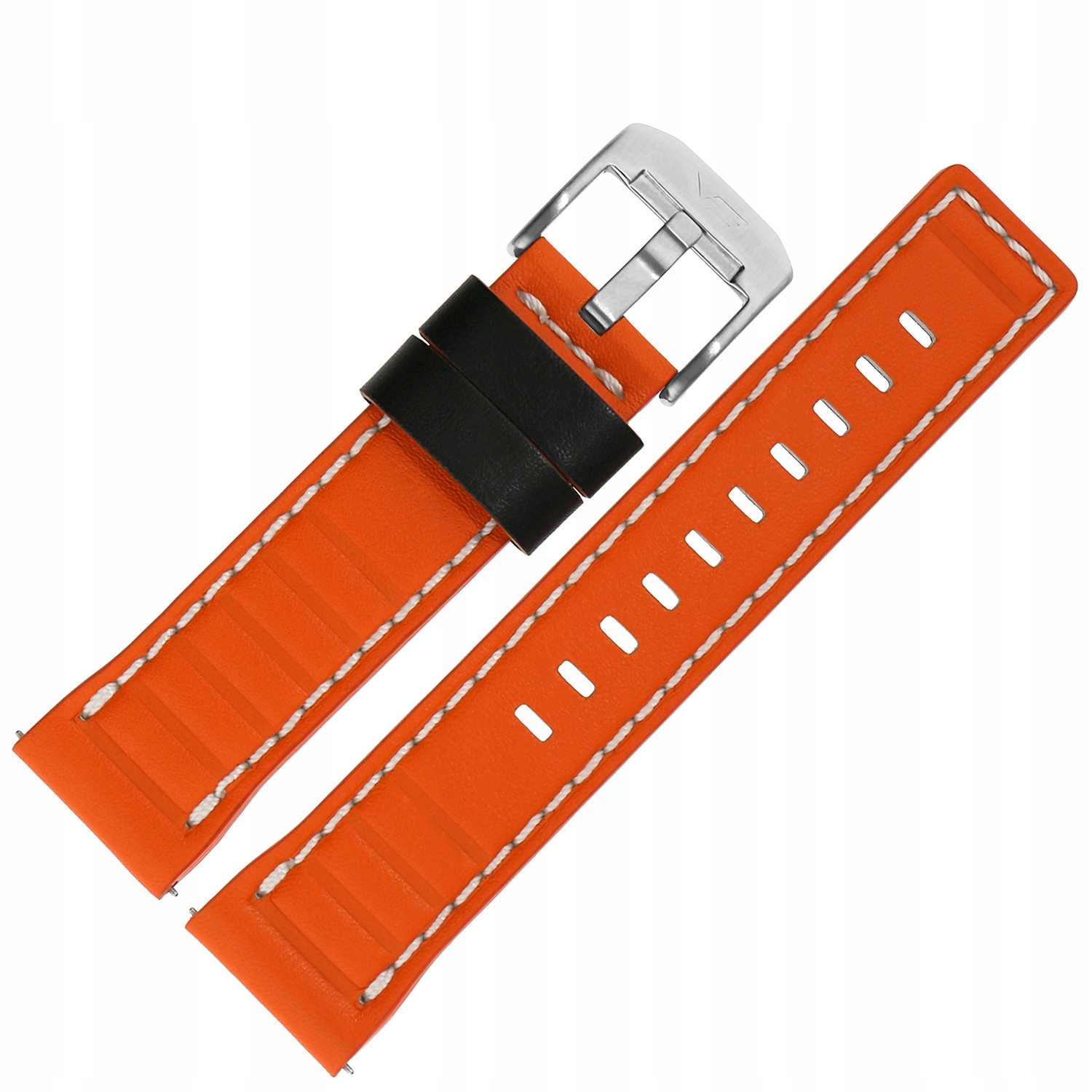 Pásek Systema Kůže (A723) oranžový s bílou p. ocelovou barvou.