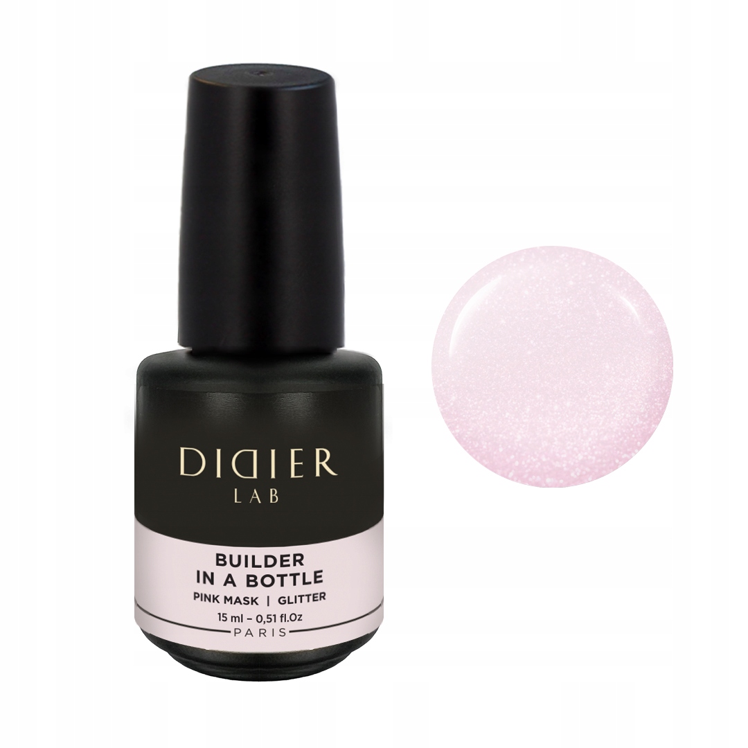 STAVEBNÝ GÉL VO FĽAŠI didier lab>, PINK MASK GLITTER, 15ML