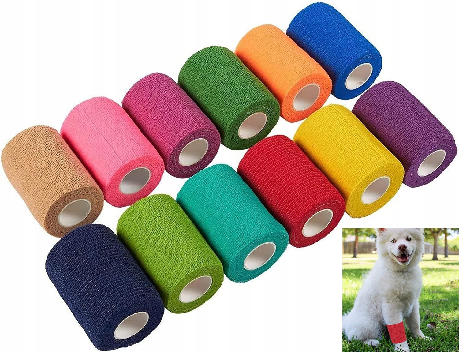 24SZT Bandaż Kohezyjny Samoprzylepny Elastyczny 7.5CMX4.5M Kolorowy