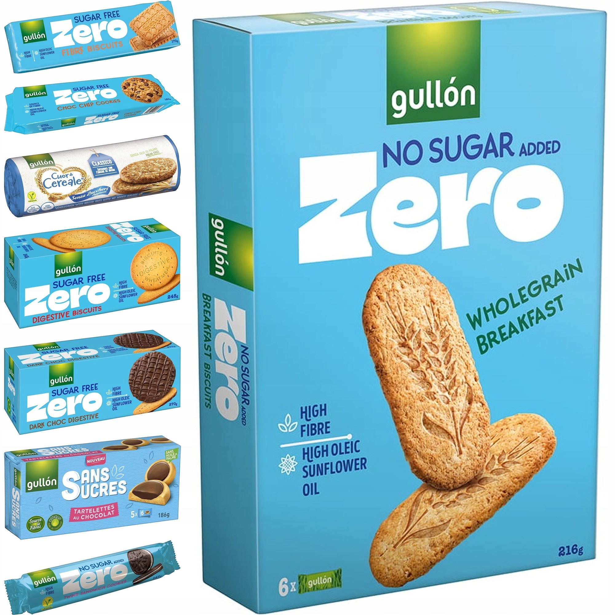 Zestaw ciasteczek Gullon bez dodatku cukru MIX smaków 8 szt.