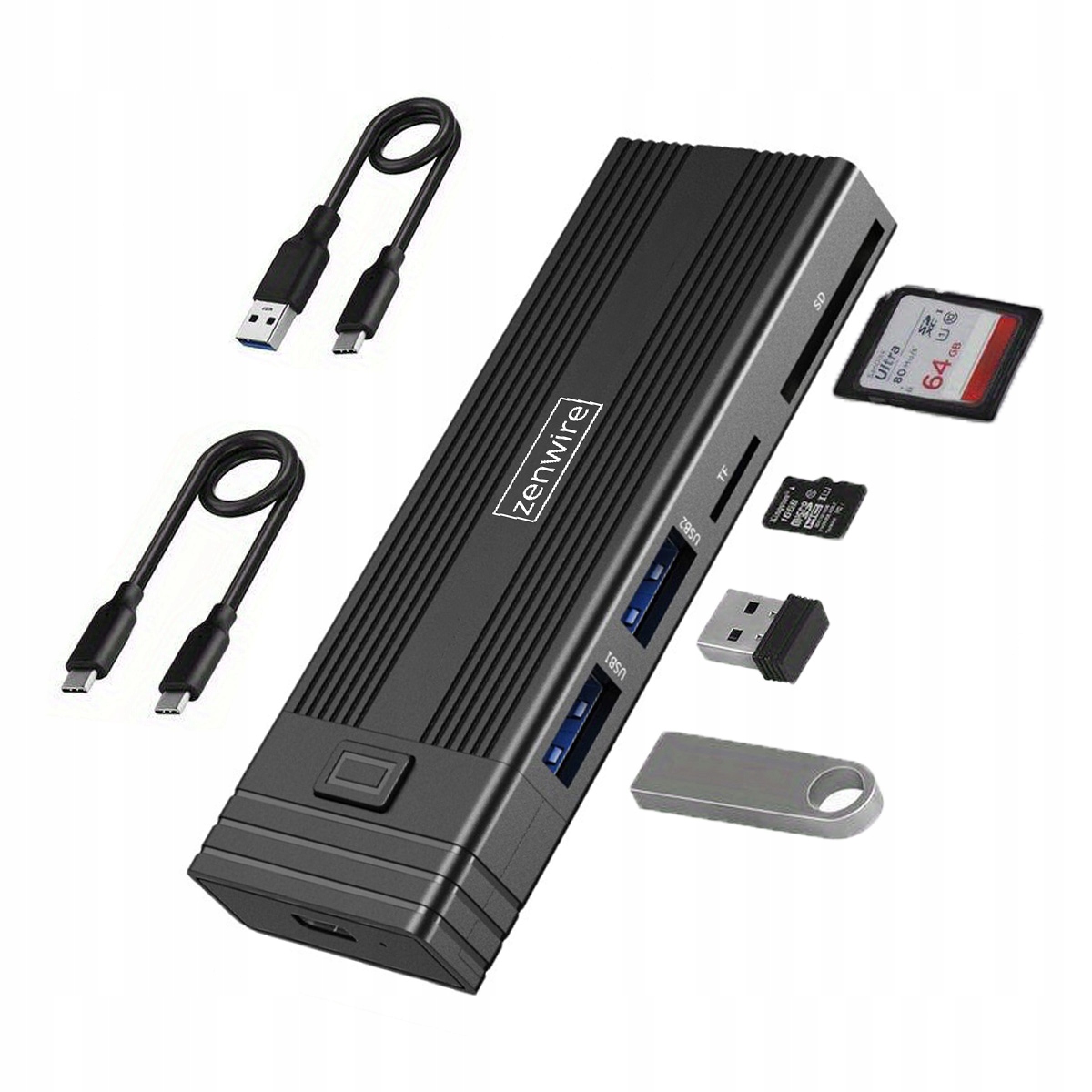 Obudowa na dysk Hub Usb-c 7w1 Ssd M.2 Nvme Pcie Sata Sd Adapter Kieszeń M2