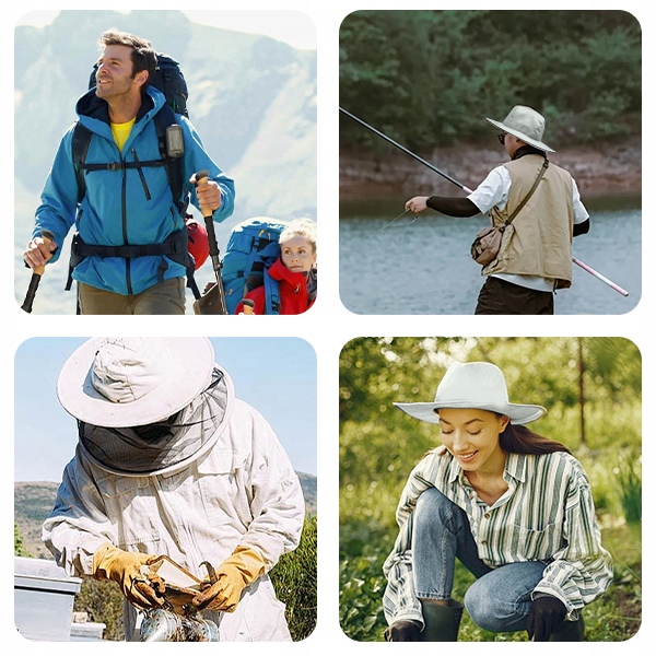 KAPELUSZ Z SIATKĄ NA KOMARY SZARY POLIESTER REGULOWANY NA CAMPING Kolekcja Bucket Hat