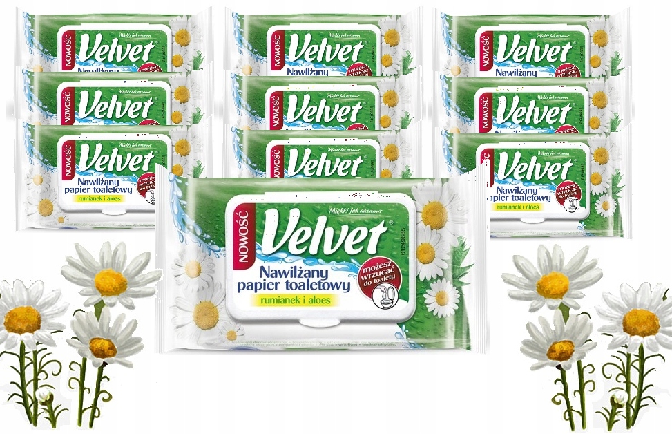 

Velvet nawilżany Papier toaletowy 10x42 listki