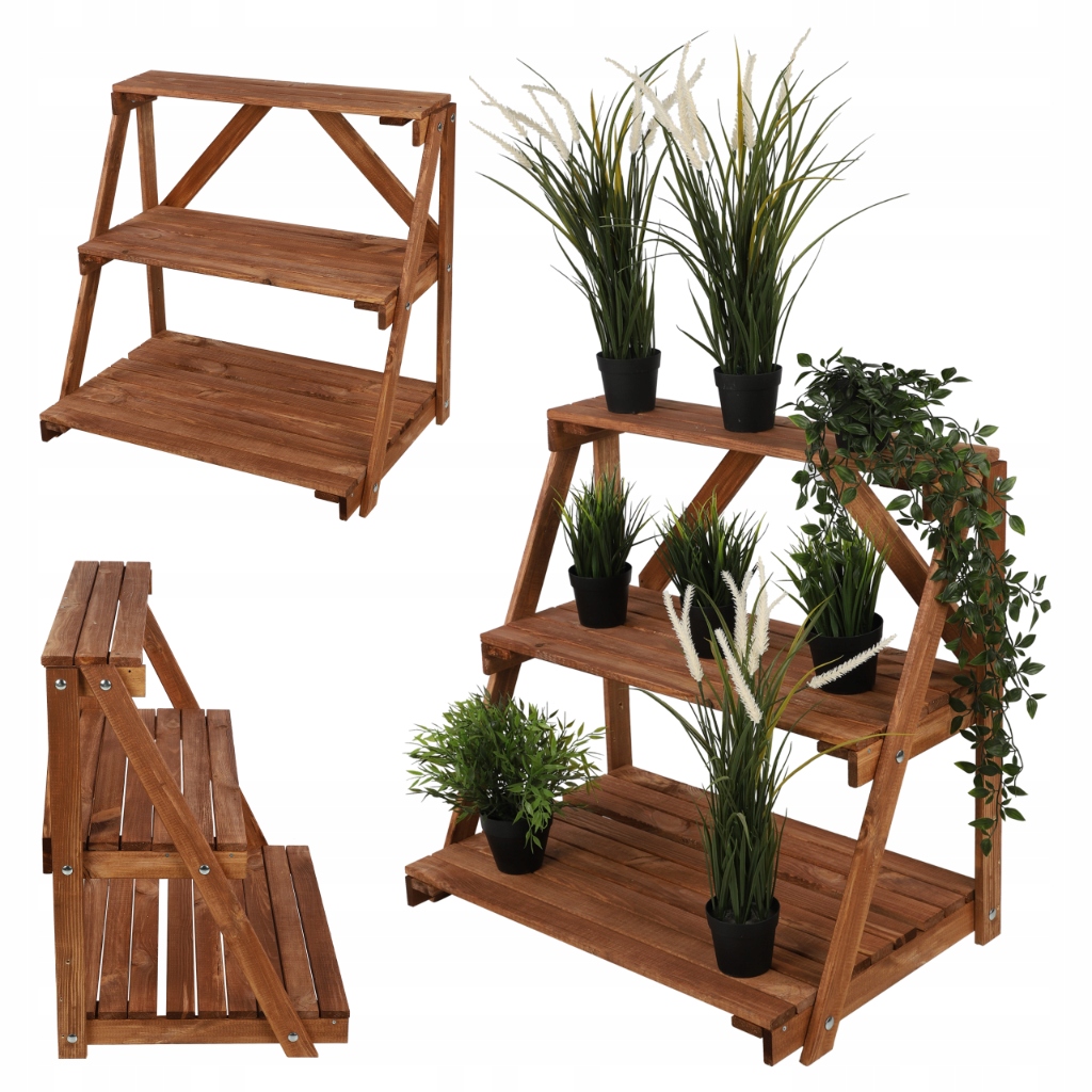 Regál na kvetináče držiak na kvetináč stojan na kvety polička na kvety drevená Veľká
