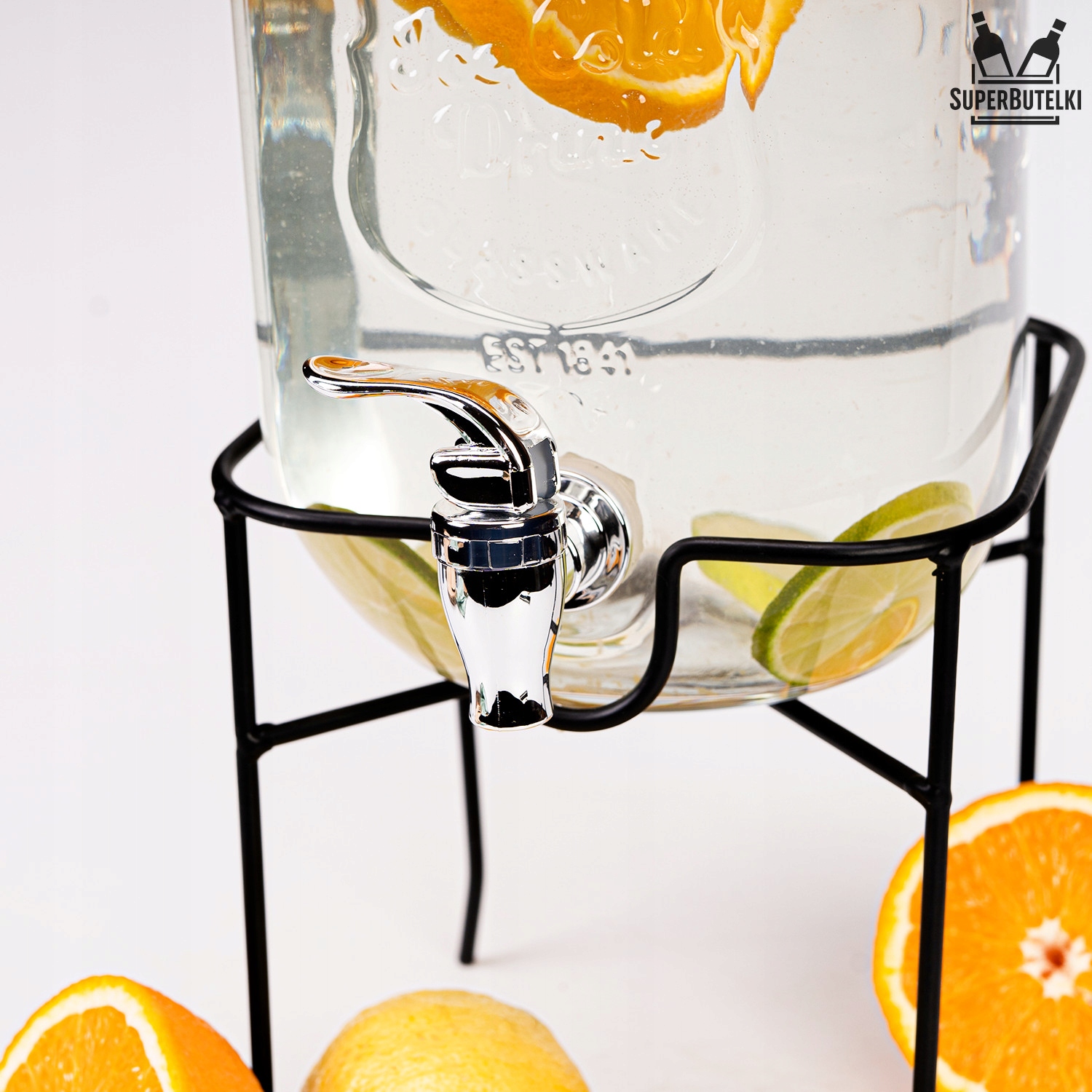 Słój 4 L na napoje soki wodę lemoniadę mrożoną herbatę z kranikiem +STOJAK Rodzaj dzbanek