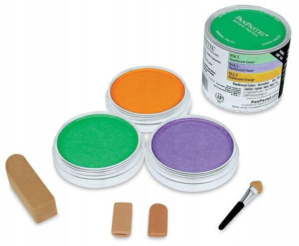 Suché pastely Sada 3 perleťových barev II zeleň fialová oranžová PanPastel
