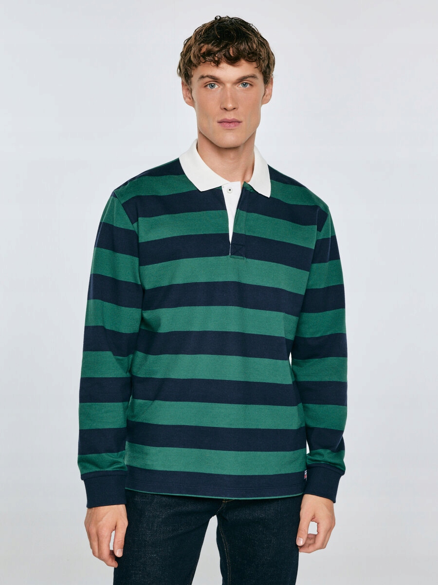 Big Star Tričko Pánské Polo S Pruhy, Modro-zelená Barva, Mixer 403 S