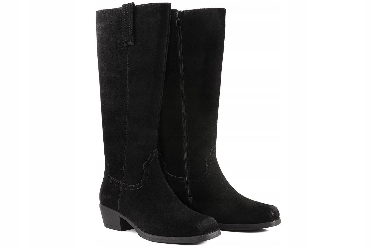 Sergio Leone KZ268-S Dámské Vysoké Kozačky Kovbojské Boty Podpatek Semišová Kůže 40