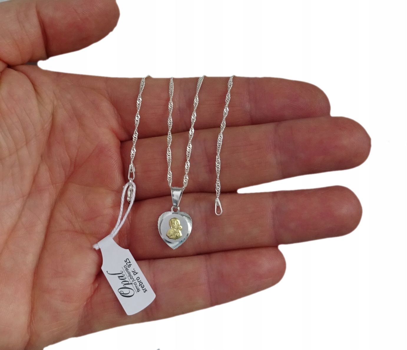 ŁAŃCUSZEK SREBRNY MEDALIK KOMUNIA , CHRZEST 50 CM. Marka Inna marka