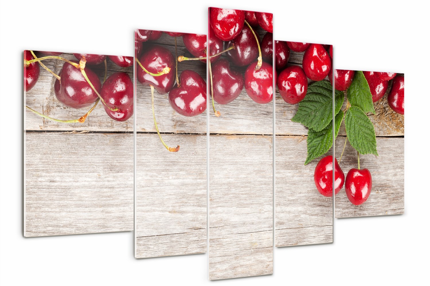 Skleněný triptych Višně na dřevě 170x100 cm