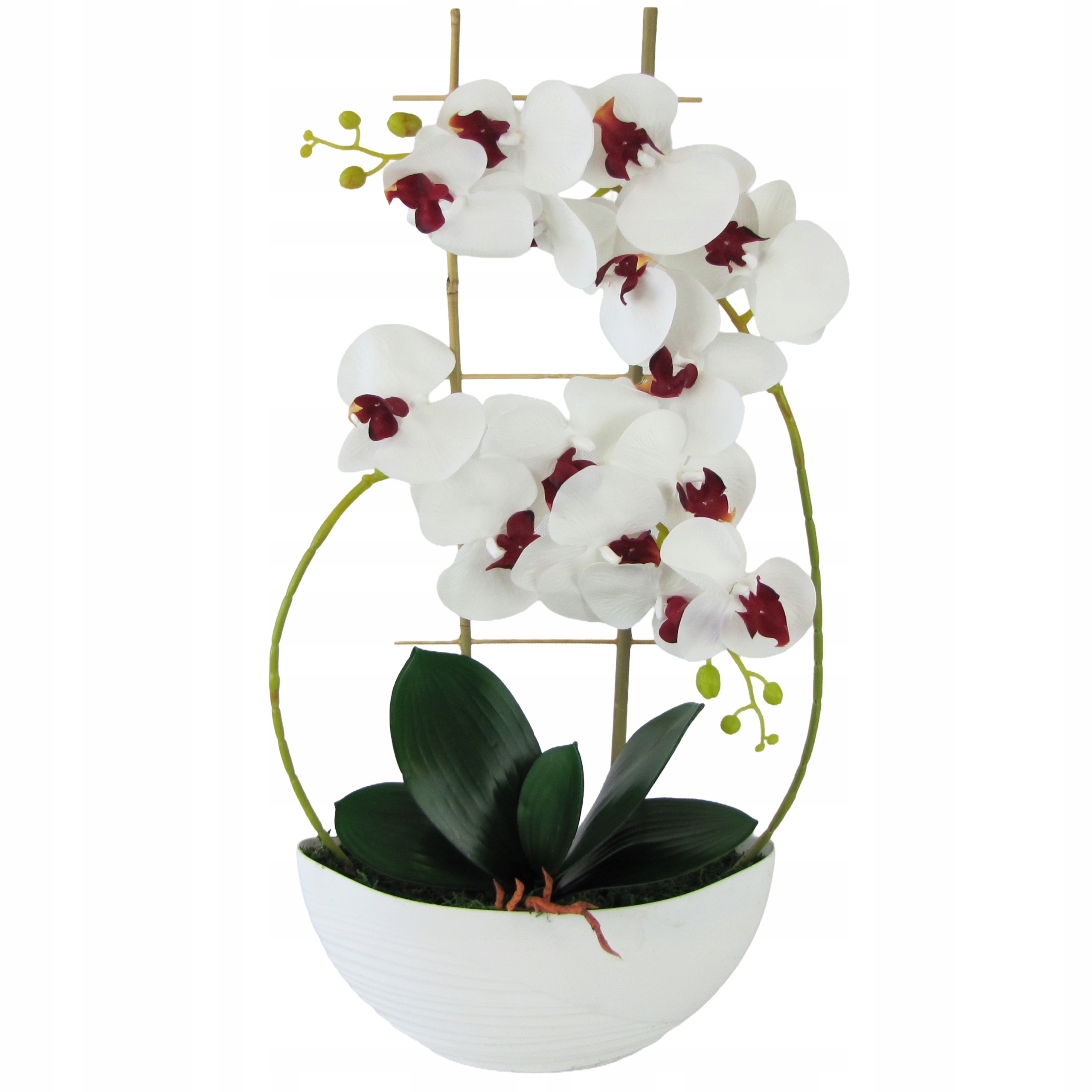 Orchidej Real Touch 60 cm, gumovaná v květináči Luna 2