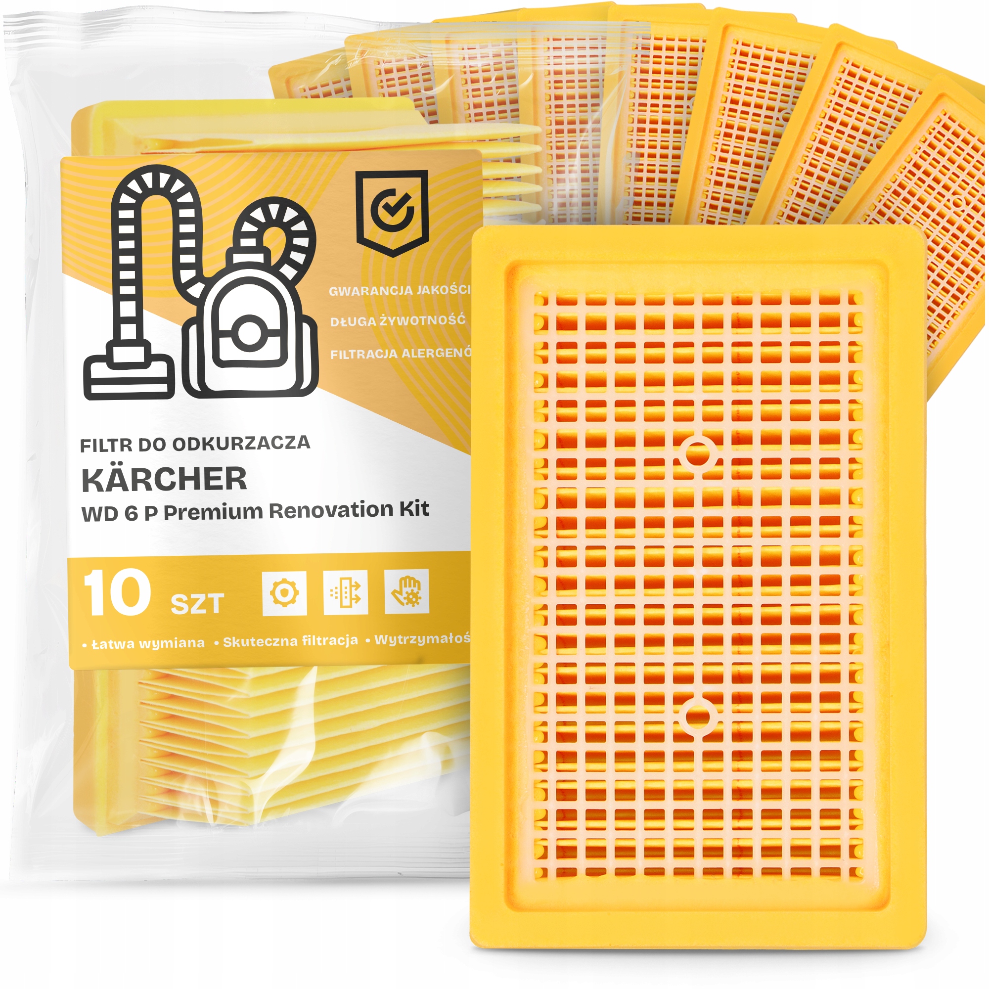 10 x Filtr Do Vysavače Kärcher Wd 6 P Premium Renovation Kit Filtry Em-w