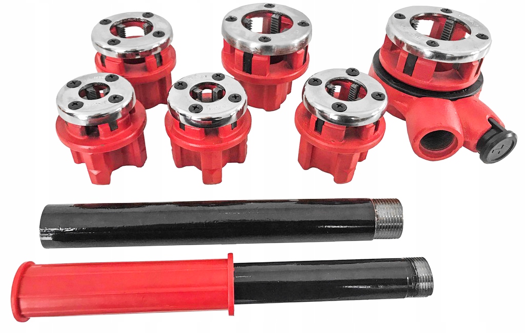 GWINTOWNICA RĘCZNA DO NACINANIA GWINTÓW RUR Z GRZECHOTKĄ NARZYNKAMI 6 SZT Rozmiary głowic 3/8