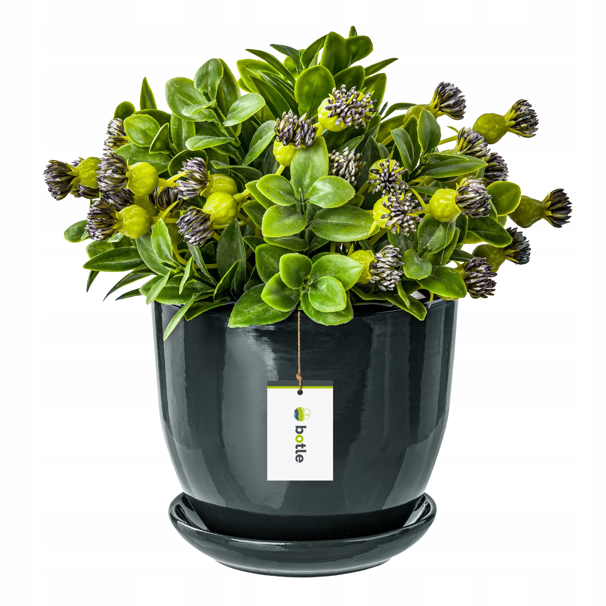 

Doniczka ceramiczna ø13cm z podstawką ciemny szary