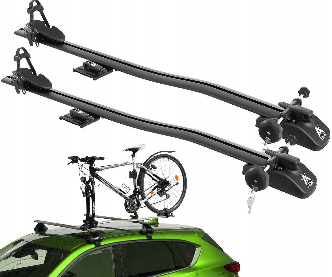 2× Uchwyt bagażnik rowerowy na dach za widelec Aguri Marathon Basic black