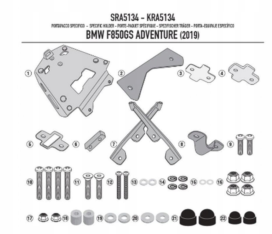 Kappa Stelaž Centrálneho Kufra Bmw F 850GS Adventure (19) Aluminiový Monoke