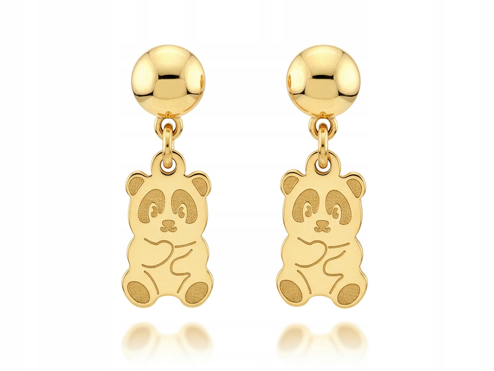 Zlaté náušnice pro ženu 585, medvídek na tyči, ideální jako dárek